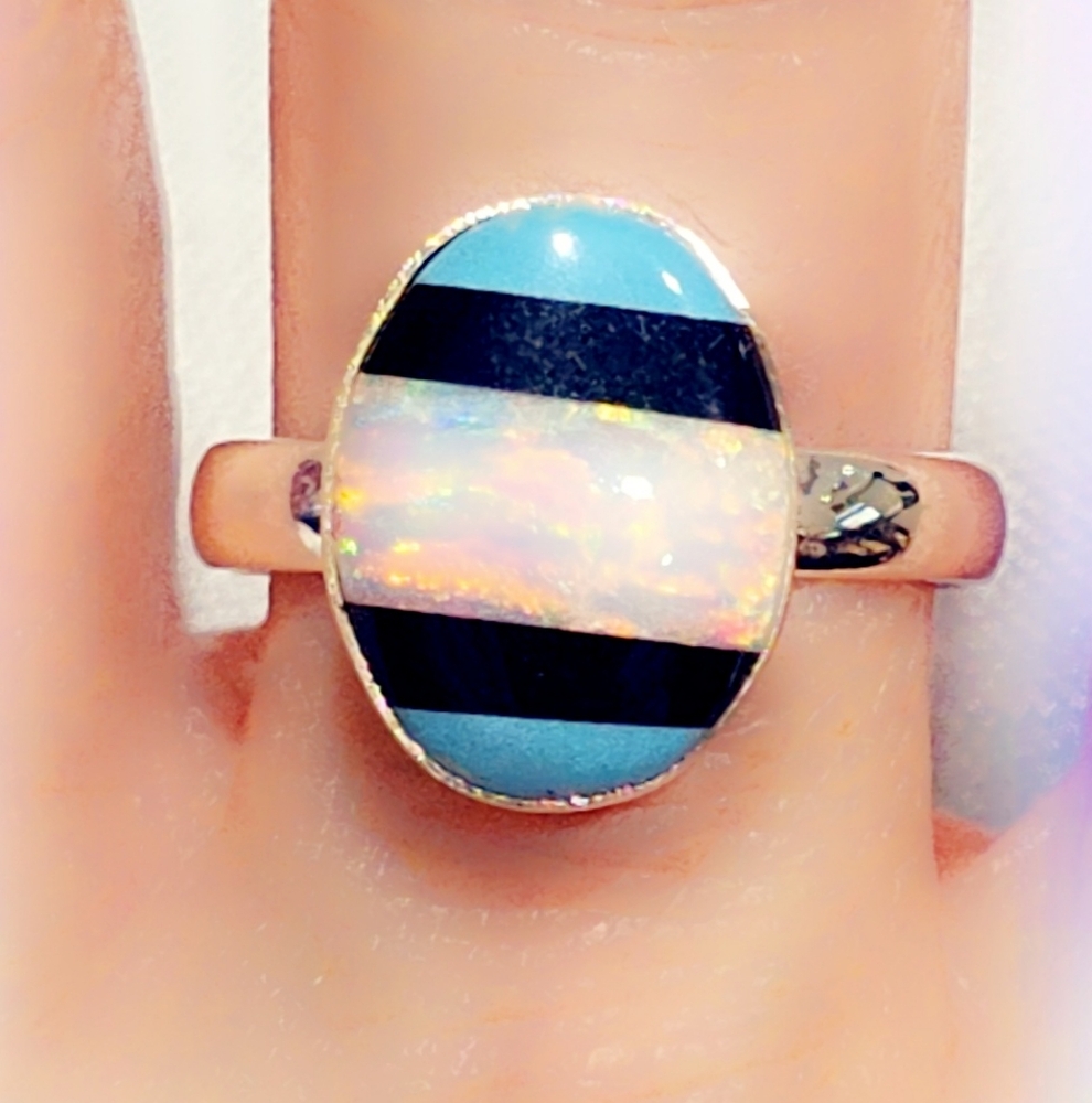 Opal Sterling Gemstone Ring